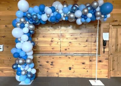 3/4 arch on our 8' frame balloon backdrop-Camp Wayne