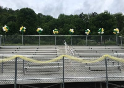 Balloon topiaries outside backdrop-Greene High School