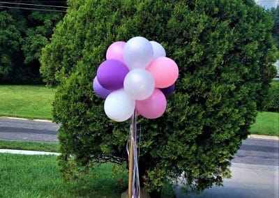 Balloon topiary with ribbon outside-Private party