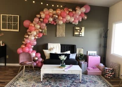 Bridal shower pinks & golds balloon backdrop-The Chalk Market