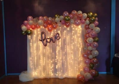Bridal Shower Love backdrop with lights-Lost Dog Violet Room