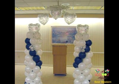 Silver hearts balloon arch for ceremony