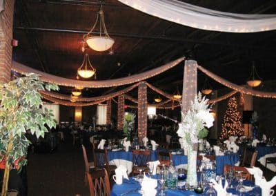 Fabric and light swags throughout room and columns-Terra Cotta