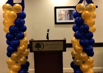 Fraternity party balloon columns with logo-Doubletree
