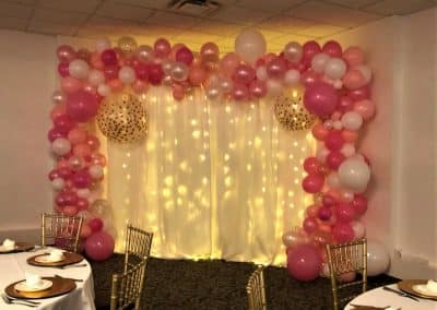 Photo backdrop with lights and full balloon arch-Riverdale