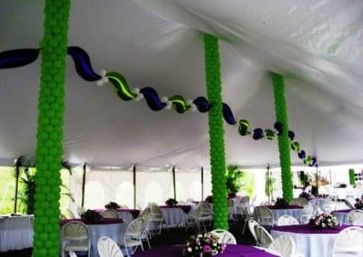 Fun and festive tent balloon décor-Binghamton University