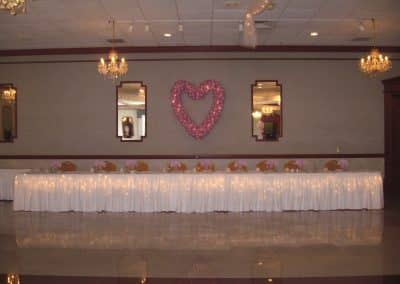 Hanging heart with lights head table-American Legion