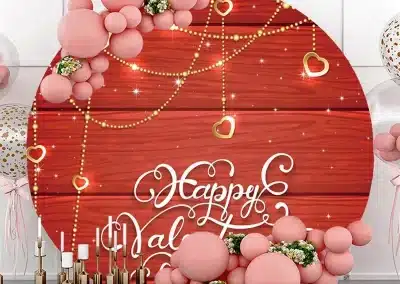 Happy Valentine's Day fabric circle backdrop