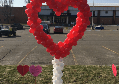 Standing heart backdrop for photos-SUNY Broome