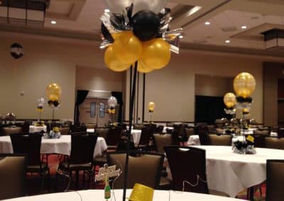 Happy New Years foil and balloon centerpiece-Tioga Downs