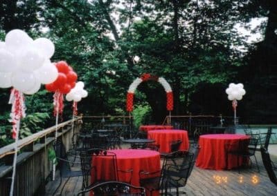 Railing helium topiaries for outside décor