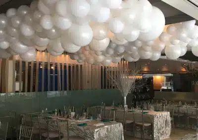 Rows of balloons on ceiling